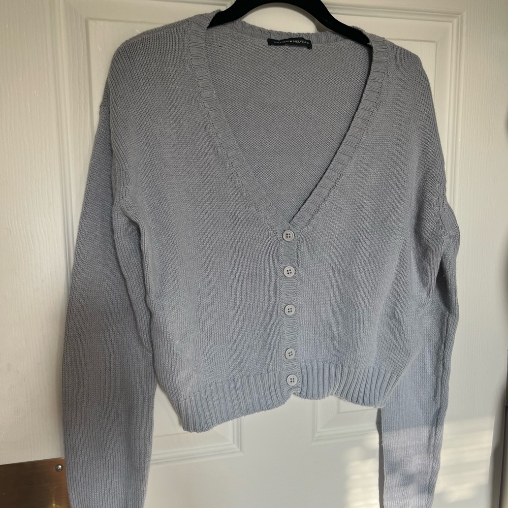 Brandy Melville Gray Cropped Cardigan Sweater
